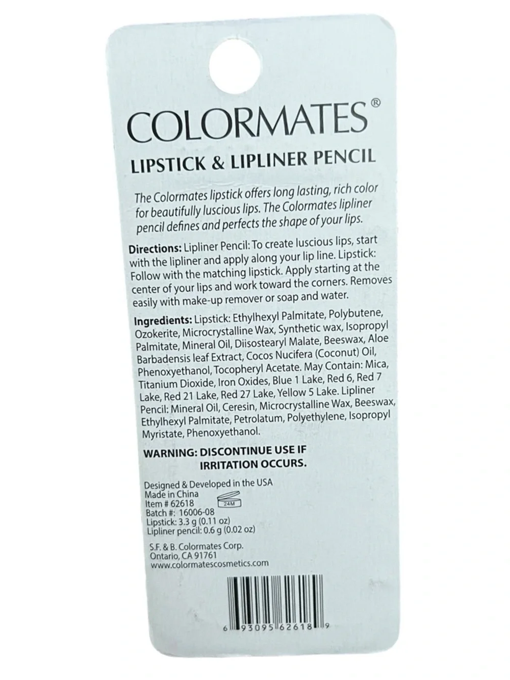 Colormates Lipstick & Lipliner Pencil Set Cashmere Nude Brown Paraben Free New